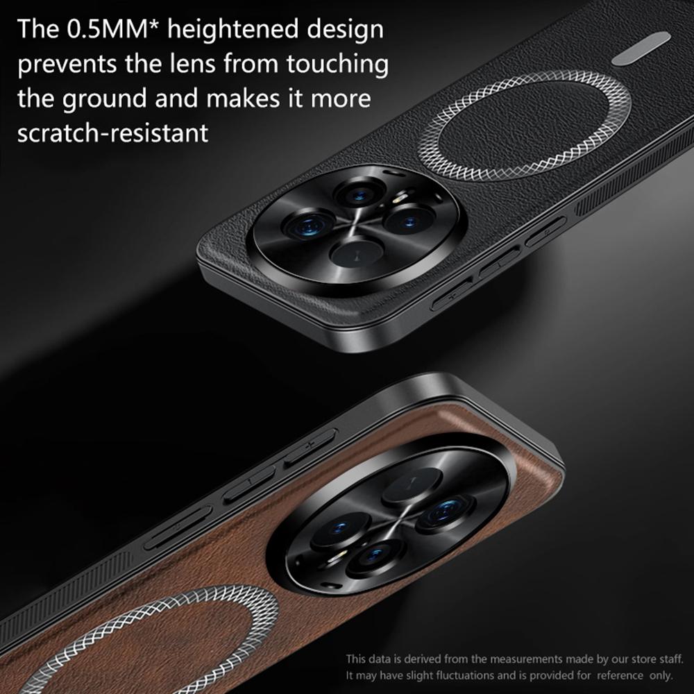 For Honor Magic8 Pro 5G Case Magnetic Case PU TPU PC Phone Back Cover with Metal Lens Frame