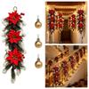 4pcs Simulated Snow Falling Artificial Pine Branch Wall Mounted Poinsettia Flower Home Party
