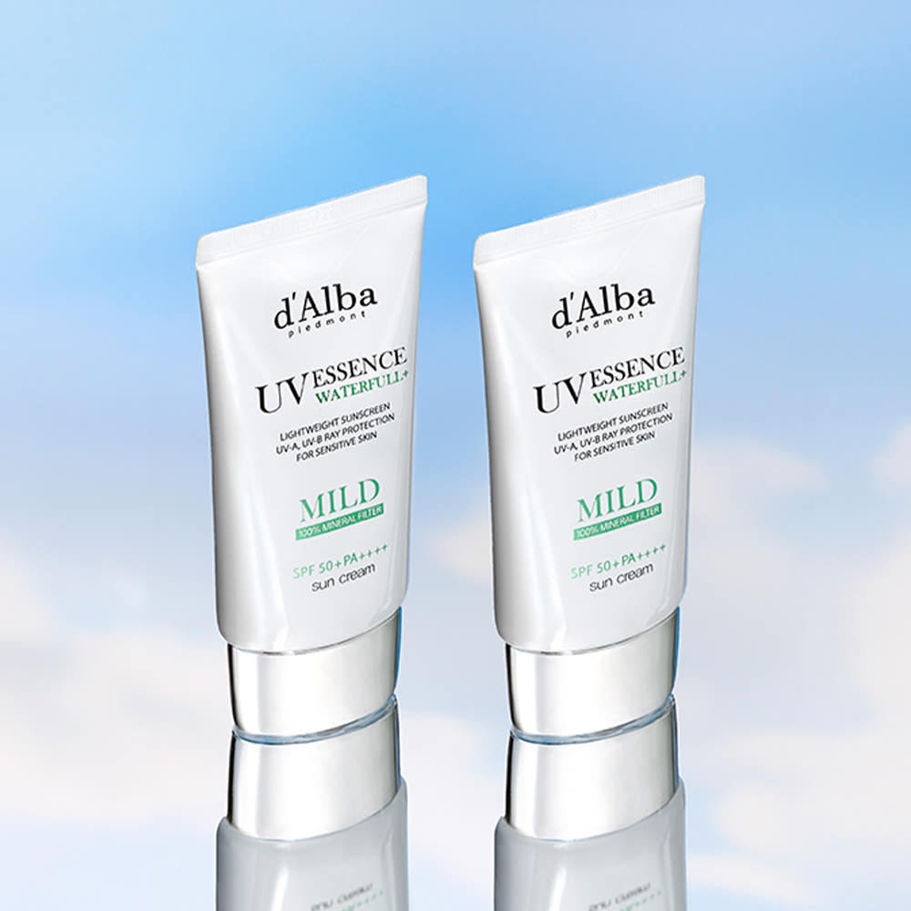 d Alba Vegan Waterfull Mild Sunscreen SPF50+ PA++++ Gentle Hydrating UV Protection Sun Cream 50ml x 2 Set