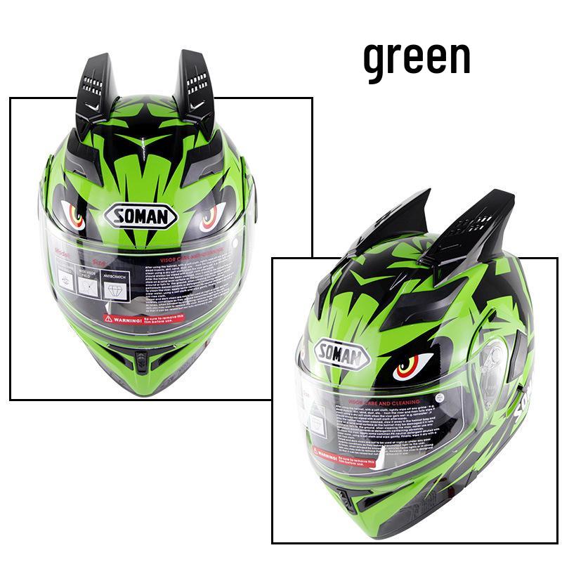 Unique Bull Horns Full-Face Motorcycle Racing Helmet - Fashionable and Personalized