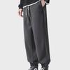 Men's Heavy Brown Velvet-Lined Sweatpants: Loose, Drawstring, Trendy, Large Size, Spring & Autumn Casual Sportswear.