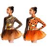 Rochie Tutu Fete Om de Caverne Luciu Metalic Patchwork Mânecă Lungă Plasă Imprimată Chiloți Integrati Costum de Dans