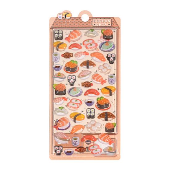 Japanese Theme Puffy Stickers 3D Sushi Dessert Mountain Stickers Kawaii Goldfish Colorful Mini Decals for Scrapbooking DIY Projects Laptop Decorations