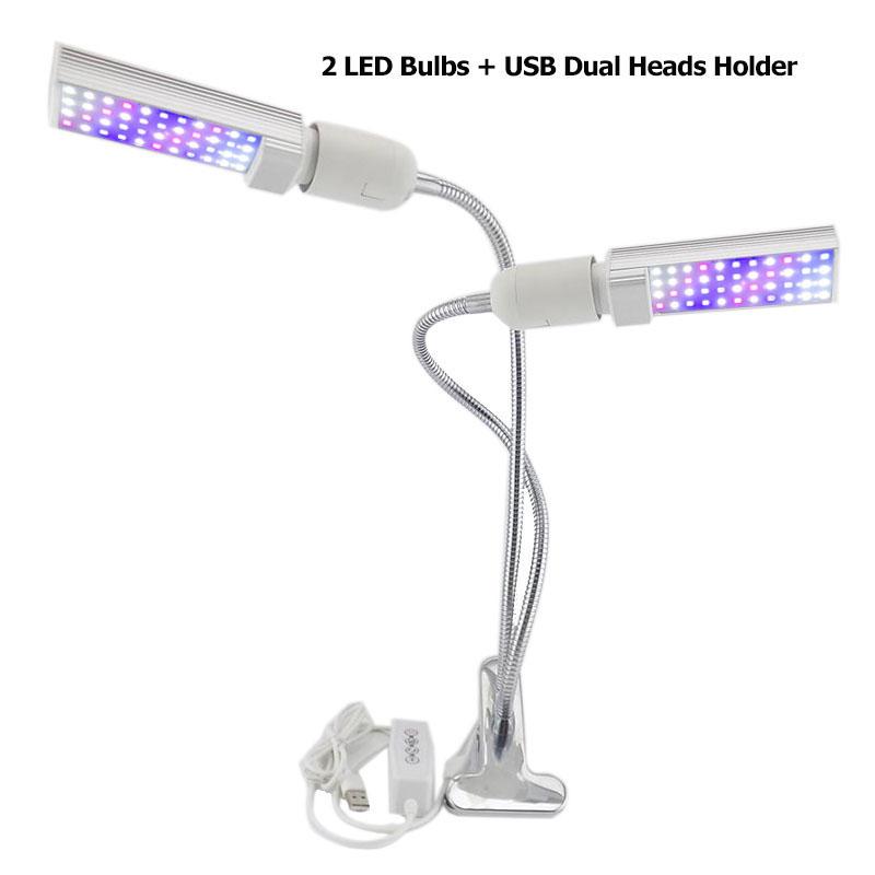 2head  44 LED Grow Light Indoor Plants Red Blue Lighting Phyto Lamp Bulbs 5V USB Timer Full Spectrum for Cultivo Indoor Growbox