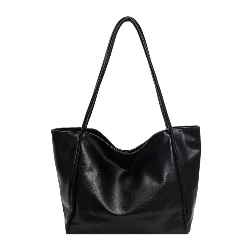 Commuter big bag women's new large-capacity tote bag women's high-end shoulder big bag brown soft leather