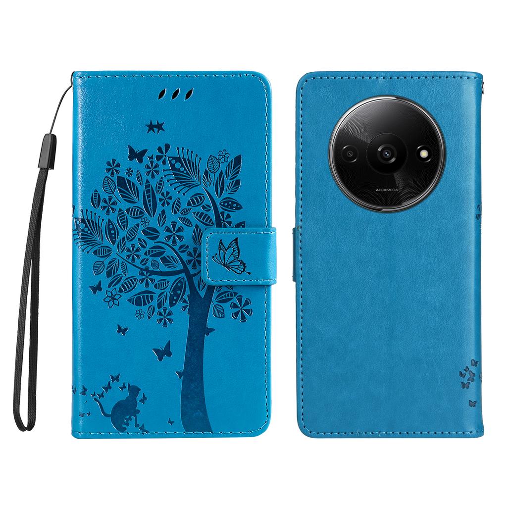 For Xiaomi Redmi A3/Poco C61 4G Phone Case with Stand Cat Tree Pattern Leather Wallet Mobile Cover