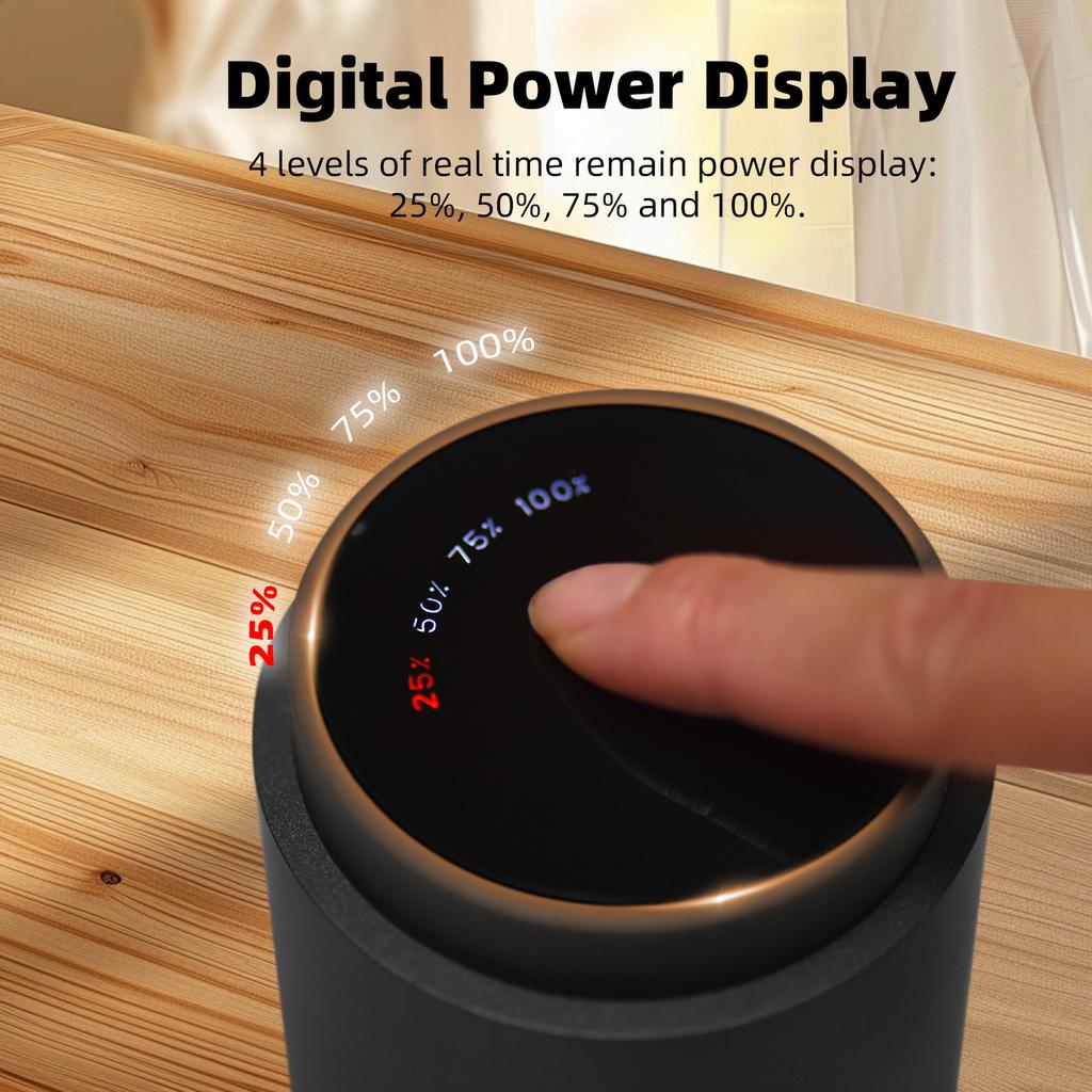 Portable Coffee Bean Grinder with 38 Grinding Setting Digital Power Display 5 Blades Ceramic Conical Burr One Button