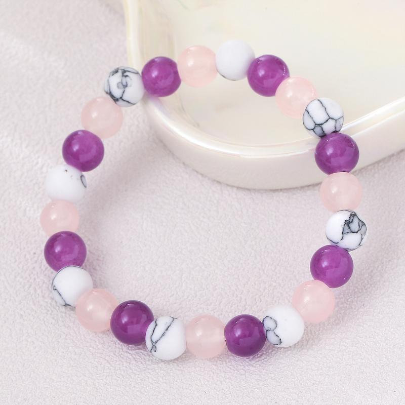 

Able 8Mm White Turquoise - Amethyst - Rose Quartz Natural Stone Aura Balancing Sleep Bracelet For Women 1pc