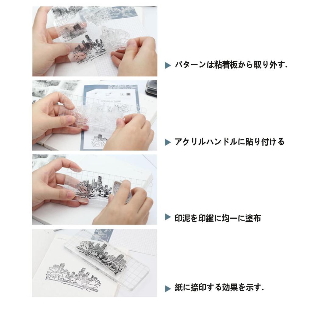 seimeinoki Clear Set of Retro Life Transparent Silicone Transparent Planner Letter Handmade DIY for and Embossing Stamps, 5, Scenarios, Stamps, Pen,