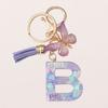 A-Z Letters Keychain Pendant Purple Butterfly Letter Keychain For Girls Women Exquisite Backpack Decoration Accessories Gifts