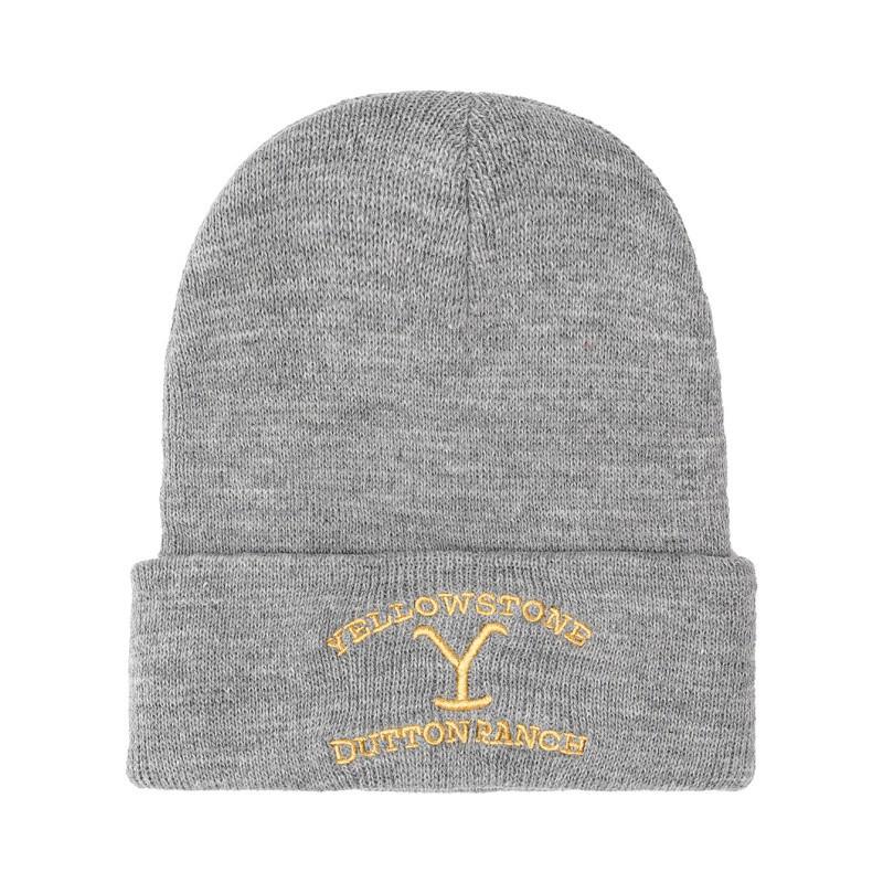 Yellow stones Dutton Ranch Logo Knitted Caps Women Men Beanies Autumn Winter Hat Acrylic Vintage TV Cowboy Crochet Melon Cap
