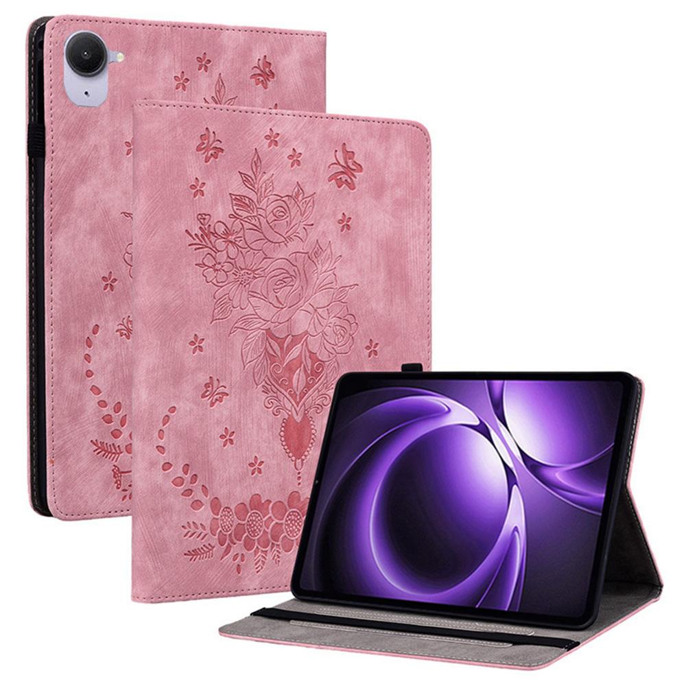 Für Xiaomi Redmi K Pad Hülle Kartenhalter Kratzfest Lederhülle Rosenblumen-Prägung