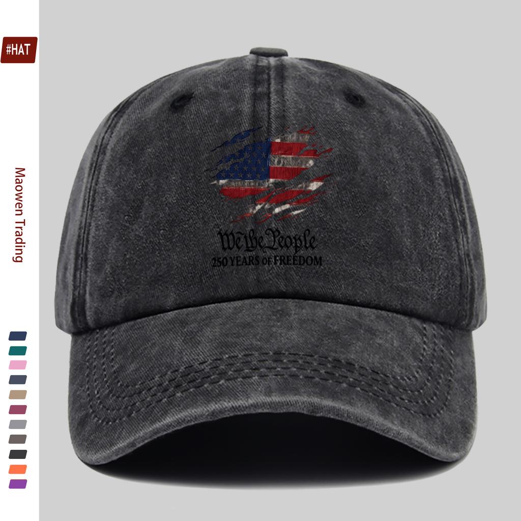 pc American Flag th Anniversary Print Baseball Cap with Confident and Proud Design Adjustable Strap Vintage Washed Fishing
