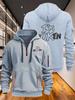 Men's hoodie, stylish with multiple zippers and pockets, loose fitting pullover print I'm ok English print