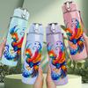 1PC Colorful Phoenix Bird Fire Art Print 750ml Color Plastic Sports Water Bottle Leakproof Flip Straw Lid Suitable for Sports Office Home Use