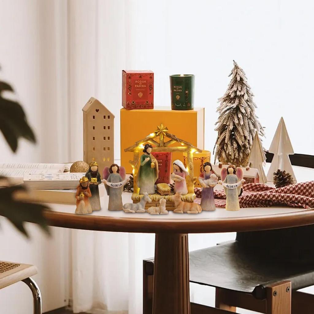 Christmas Nativity Set Jesus Nativity Set Holy Family Statue 12 Pieces Manger Statue Christmas Decorations For Home Bedroom