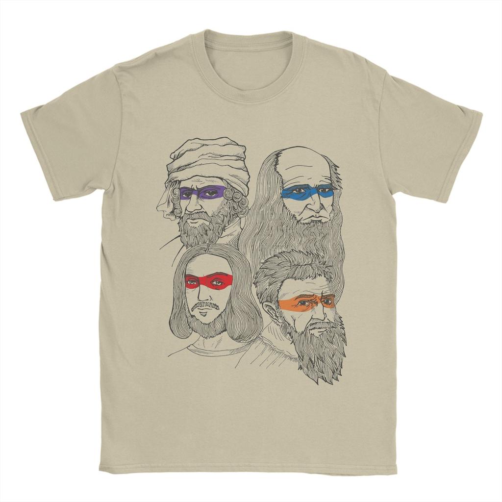 Herren T-Shirt Wissenschaft Schildkröten Lustig 100% Baumwolle T-Shirt Kurzarm Mutant Ninja Renaissance T-Shirts O-Ausschnitt Kleidung Klassisch
