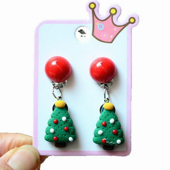 Colorful Acrylic Santa Claus Cartoon Earrings – Parent-Child Style Clips