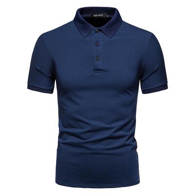 Men'S Casual Cotton Short Sleeve Lapel Polo Shirt Solid Color Cotton Top