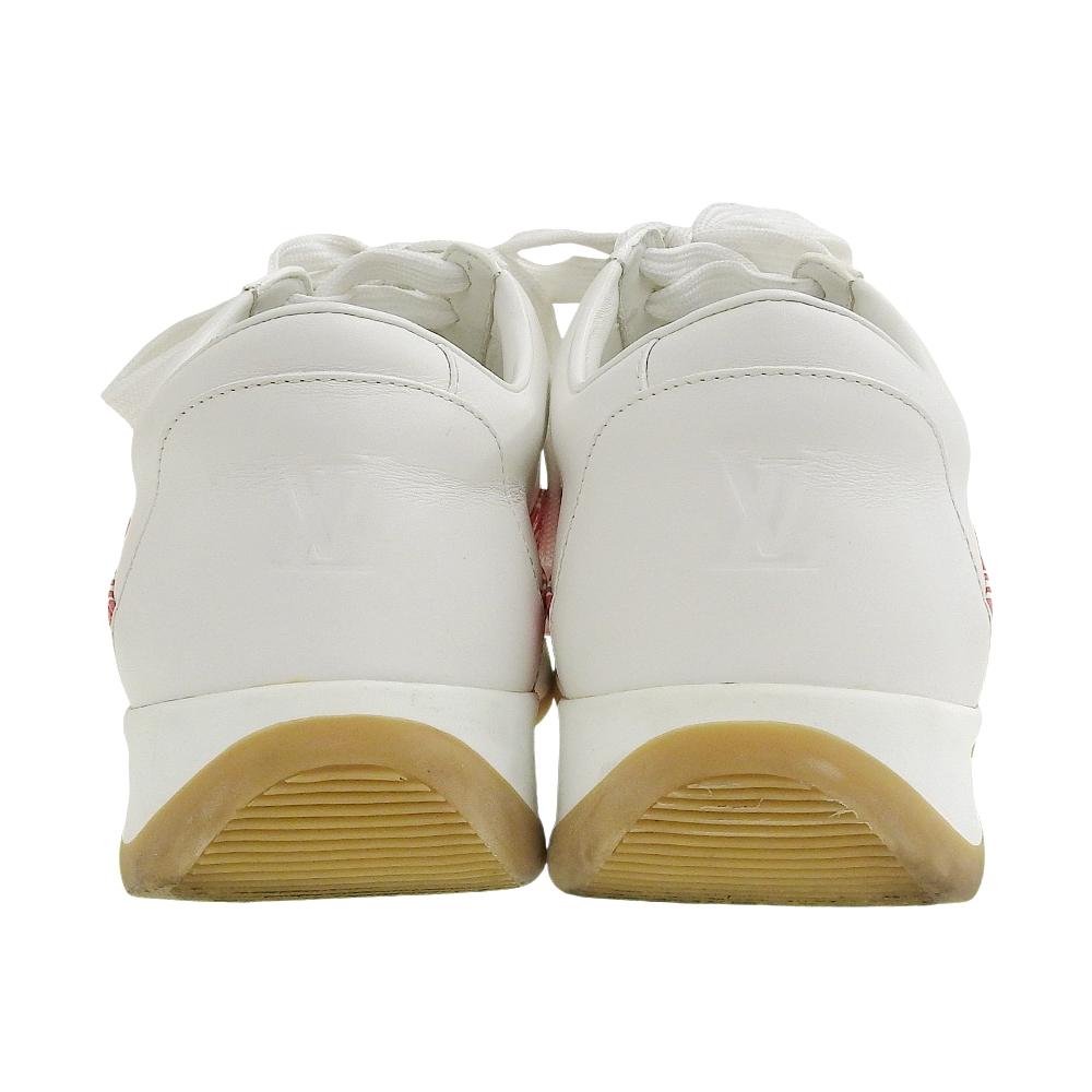 LOUIS VUITTON Runaway Sneakers, Men's Leather, White and Red, Size 6 1/2 shoes White / red leatherUsed
