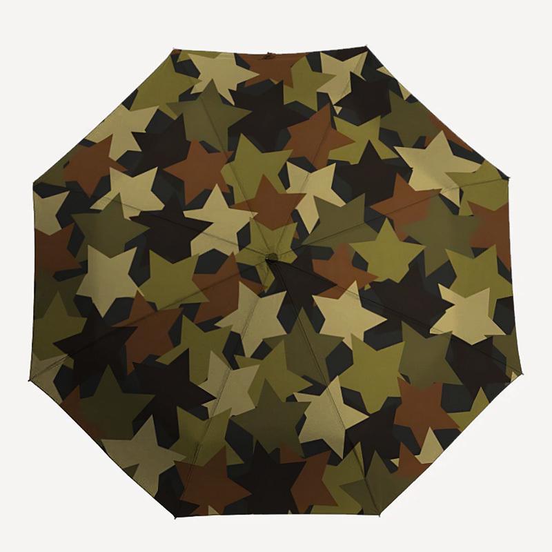 1 Stück Camouflage Sterne Automatisches Öffnen/Schließen Regenschirm, Winddicht, Kompakter Faltregenschirm mit Leichtem Design für Damen/Herren044