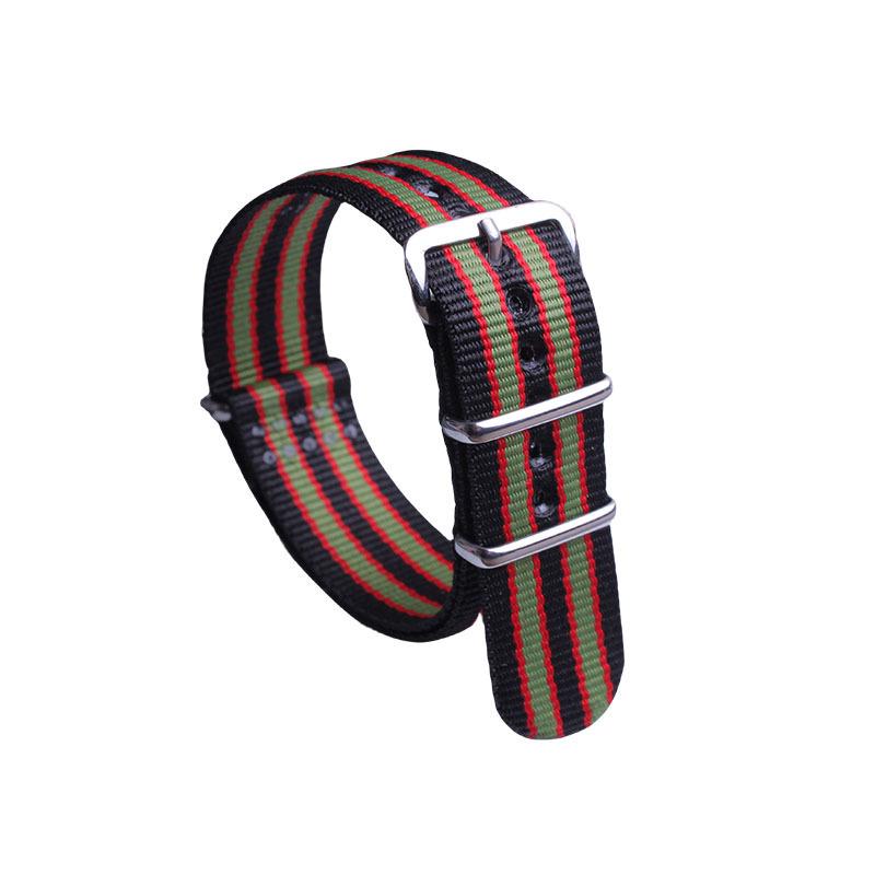 

Seamless Nylon Watch Band with Polished Silver Buckle 24mm