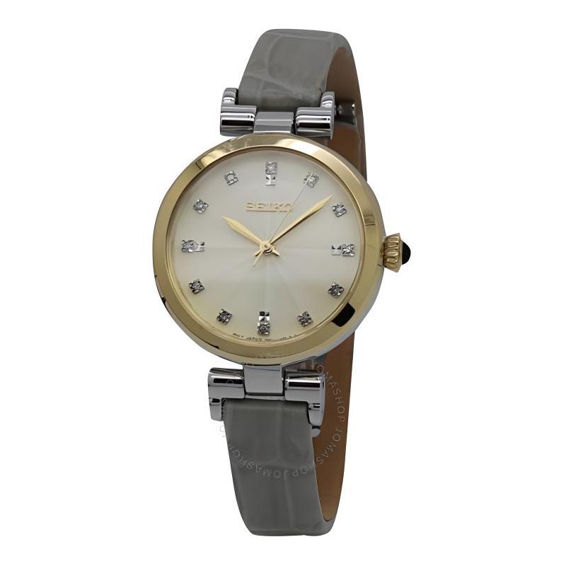 

SEIKO 50 meters waterproof simple fashion style Quartz leather strap women s watch white dial SRZ546 синій