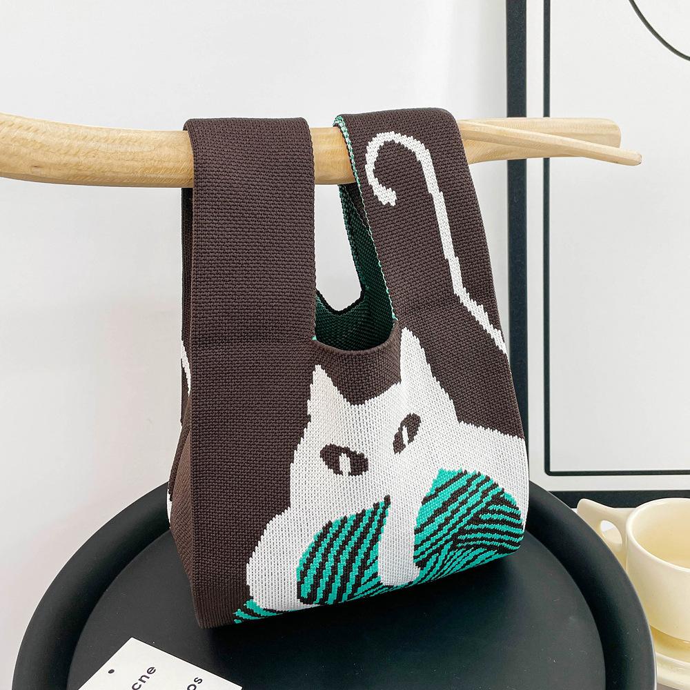 Large Capacity Knitted Bag Women'S Knitted Handbag Tote Bag Portable Storage For Outdoor Use Soft Woven Versatile And Cute Bag