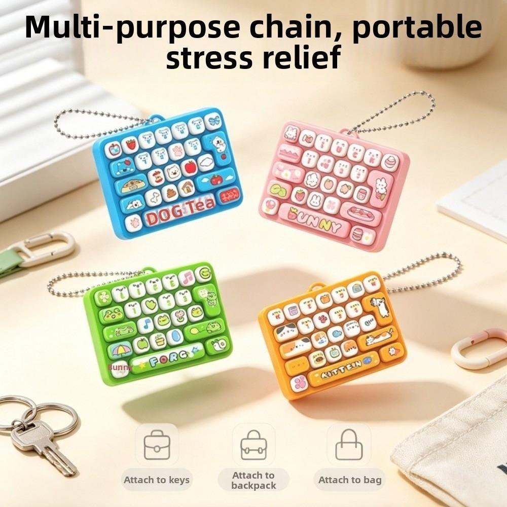 Cartoon 26 Keys Keyboard Keychain Animals Stress Relief Fidget Toy Travel Use