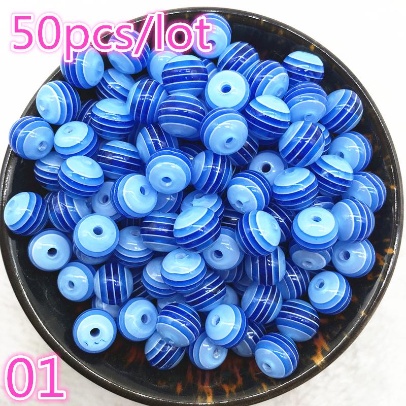 New Jewelry Striped Round Resin Spacer Beads  Mixed Pattern About 50pcs 6mm 8mm 6mm(50pcs)