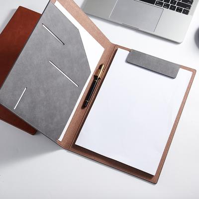 A4 Portfolio Folder Leather Magnetic File Clipboard Meeting Document Folder Contract Paper Clip Writing Pad Office 12.99x9.65in