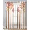 Cortinas Traslúcidas de Tronco de Árbol de Hojas de Otoño para Decoración de Dormitorio Sala de Estar Cortina de Ventana para Cocina Cortinas de Tul Voile Organza