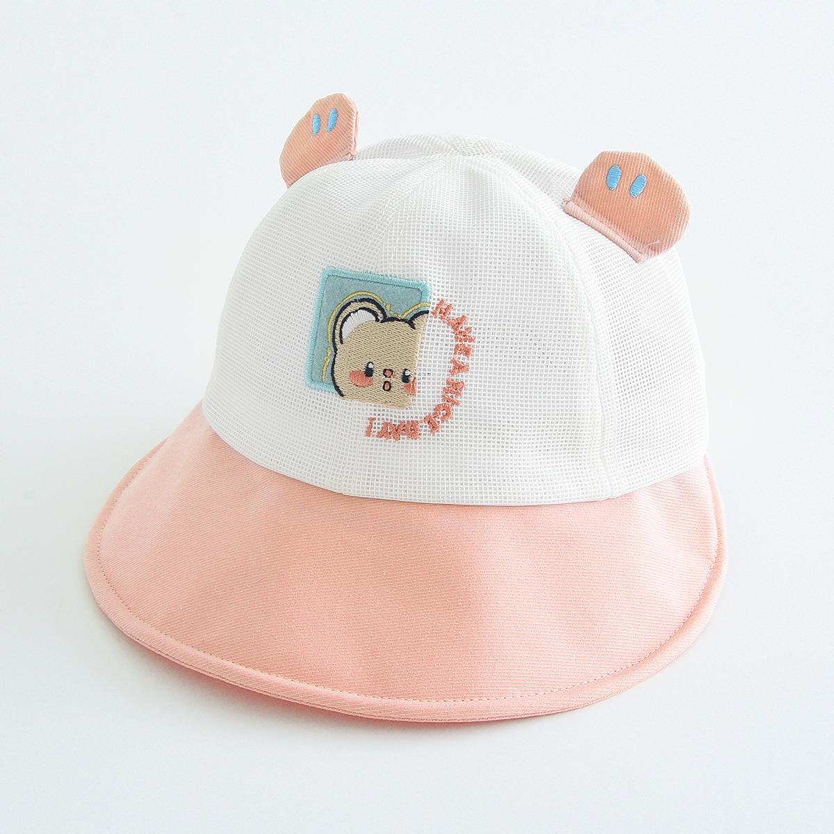 Adorable Cartoon Baby Mesh Sun Hat - Breathable, Windproof, Outdoor Bucket Design Circumference 48-50cm розовый/персиковый