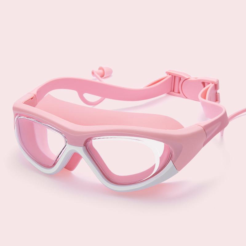 Anti-fog Children's High-definition Swimming Goggles Silicone Wide-angle Large Frame Seal Waterproof  Wearing Earplugs Goggles