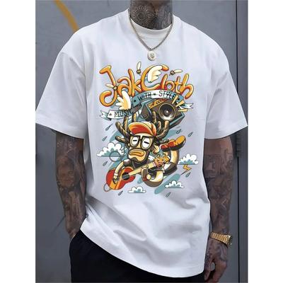 European Sizes Short-Sleeved Casual Sports Shirt for Men Featuring a Stylish 2D Print, Made from Stretchy And Comfortable Material