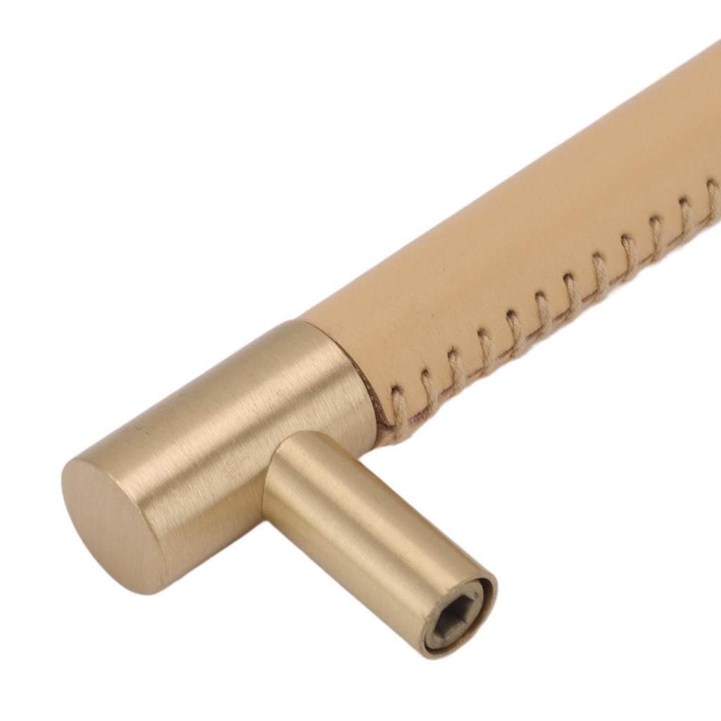 Cabinet Door Handle 224MM Hole Pitch Lther Brass Light Luxury Cupboard Bar Pull Handle for Home Wardrobe Drawer