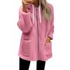 Fall Casual Oversized Fleece Hoodie Women Long Sleeve Zip Up Pullover Hooded Sweatshirt Jacket