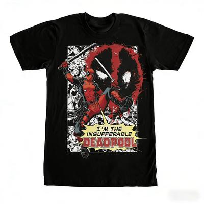 2026 Neues Marvel Deadpool Ich bin der Unerträgliche Deadpool Comic-Print T-Shirt Herren Damen Baumwolle Kurzarm T-Shirts Streetwear Oberteile
