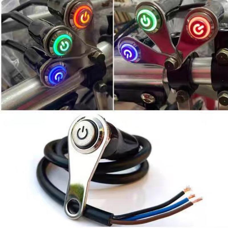 1PC Waterproof Motorcycle Accessories Handlebar Modification Switch Stainless Steel Bracket Metal Power Switch LED Spotlight Switch