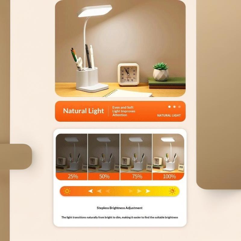 LED Desk Lamp USB Charging Portable Reading Night Light for Dorm Bedroom Bedside Student Study Lighting