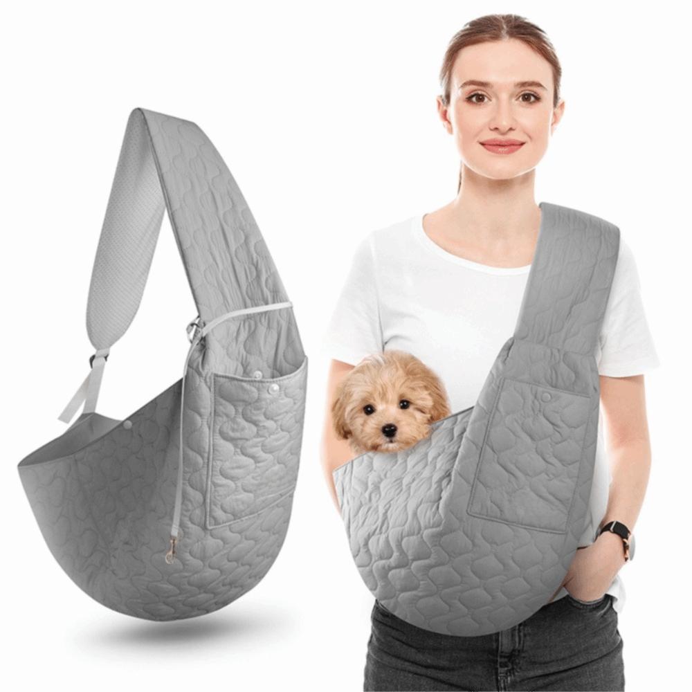 Machine Washable Pet Carrier Adjustable Pet Travel Bag Safety Hands Free Carrier  Small Dog Cat серый