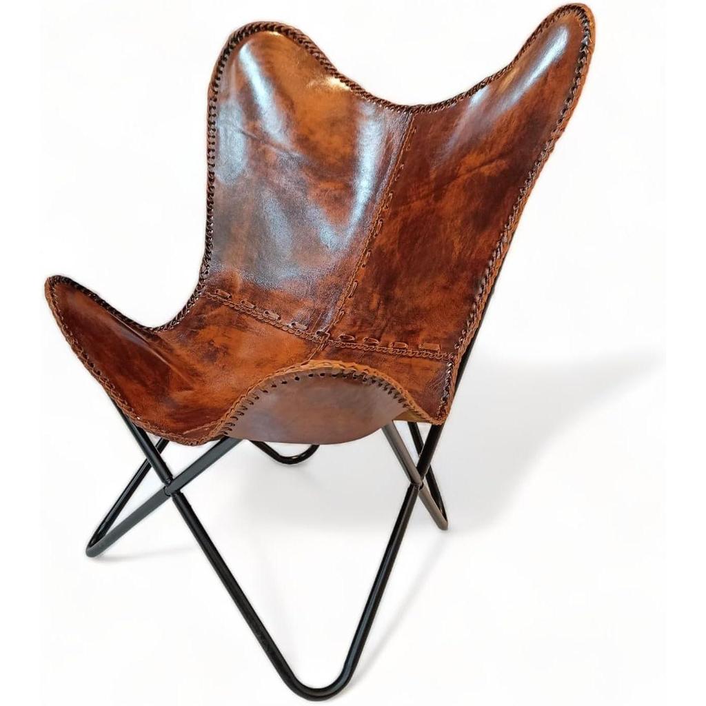 Leather Butterfly Chair || Folding Chair for Home Décor || Leather Recliner Chairs for Living Room (Cover with Black Leg)