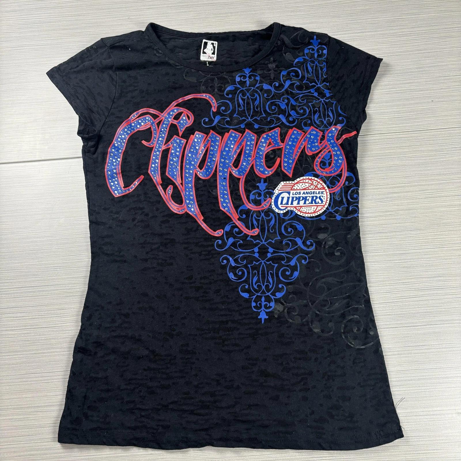 

Los Angeles Clippers Shirt Womens Large Black Y2K NBA Basketball UNK Tee 2XL