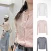 Li Meizi Pink Cable Knit Cardigan: Versatile Round Neck Sweater, Long Sleeve for Autumn/Winter