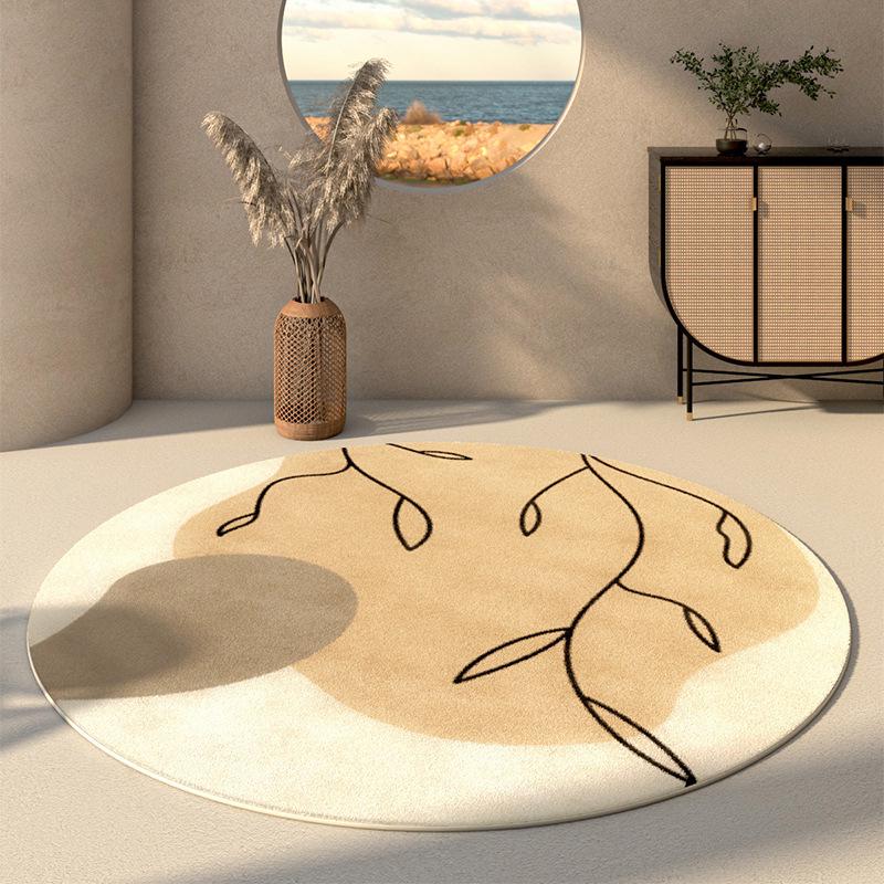 Round Faux Cashmere Wabi-Sabi Rug for Living Room, Bedroom, or Office