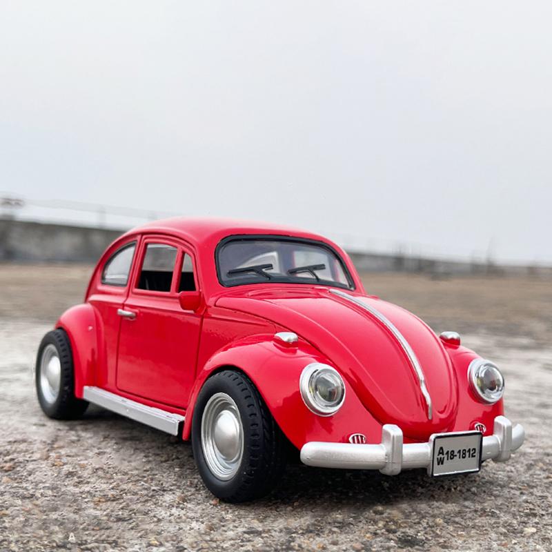 New 1:18 Classic Car Beetle 1955 Alloy Car Model Sound and Light Pull Back Children's Toy Collectibles Birthday gift