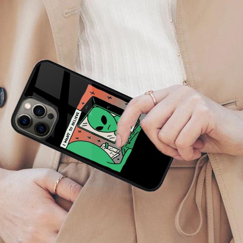 Aesthetics Cute Cartoon alien space Magnetic Phone Case For iPhone 17 Air 16 14 13 12 Pro Max 15 Plus Wireless MagSafe Cover