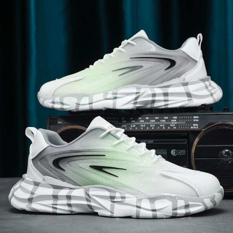 

2025 summer new men s shoes graffiti platform low-top shoes mesh breathable casual trend board shoes student white shoes 45