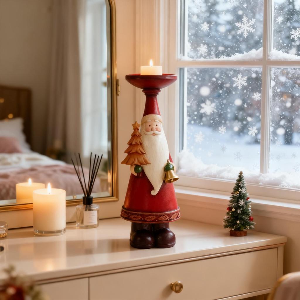 Resin Candlestick Ornaments Christmas Party Desktop Decorations Resin Crafts