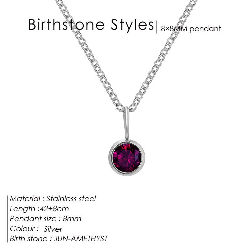 European & American Luxury Colorful Rhinestone Pendant Necklace - December Birthstone Stainless Steel Jewelry